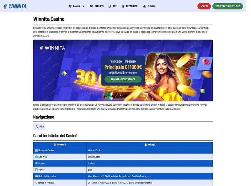 Winnita casino - Un nuovo capitolo per il gioco online in Italia